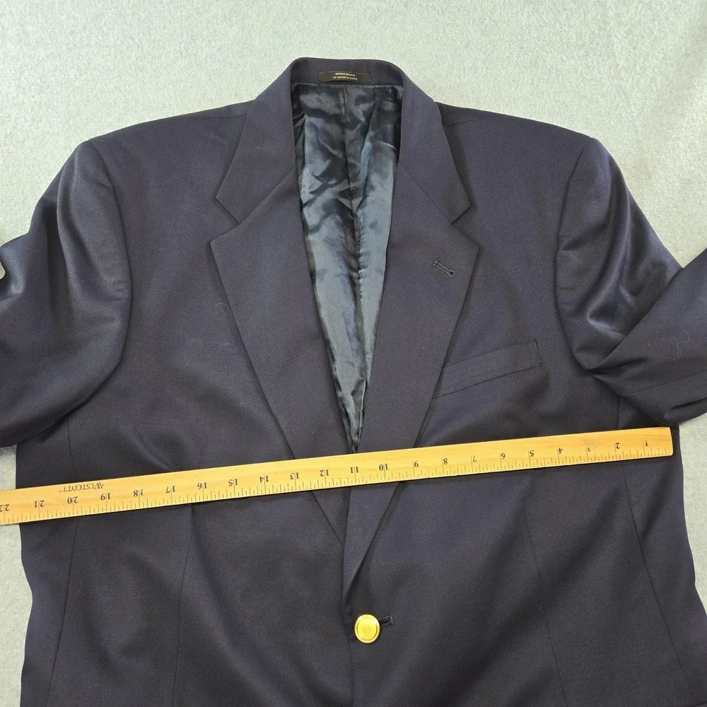 Hart Schaffner Marx Blazer Mens 44R Blue Wool Single-Breasted 2 Button USA